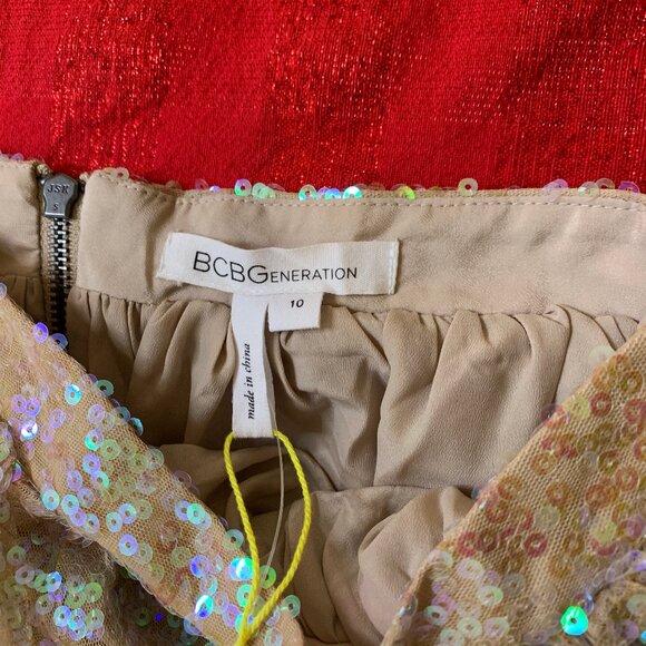 BCBGeneration Tan Sequin Mini Skirt in Size 10 NWT - Picture 6 of 6
